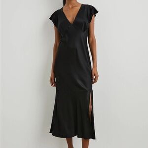Rails Dina Black Elegant flutter sleeve Midi Dress Dress Sz M